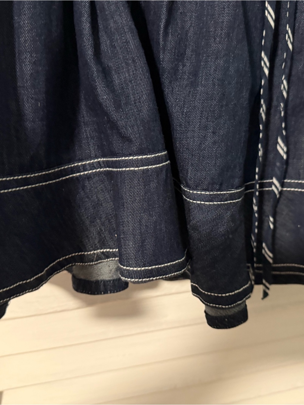 PILCRO By Anthropology Dark Blue Denim Tiered skirt elastic waist. Womans M NWOT - Picture 3 of 6